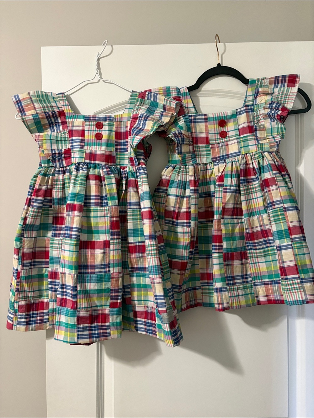 Eleanor Rose Multicolor Plaid Cotton Dress with Flutter Sleeves (2)